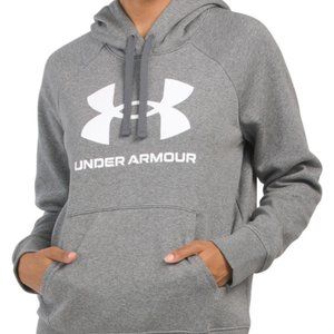 NEW UNDER ARMOUR Rival Fleece Logo Hoodie Gray Medium  261mn